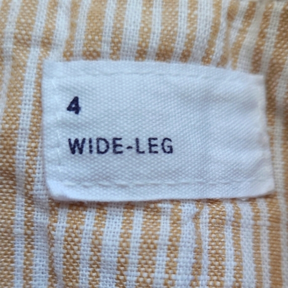 SZ4 GAP Linen Pants Cotton Khaki Stripe Wide Leg Pants With Tie Belt Matching - Picture 7 of 8